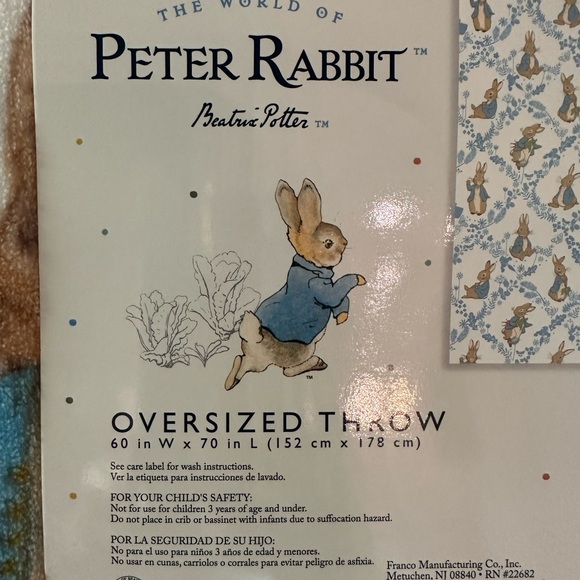 🐰 Blue & White Peter Rabbit 🐰 Throw Blanket - Picture 6 of 6